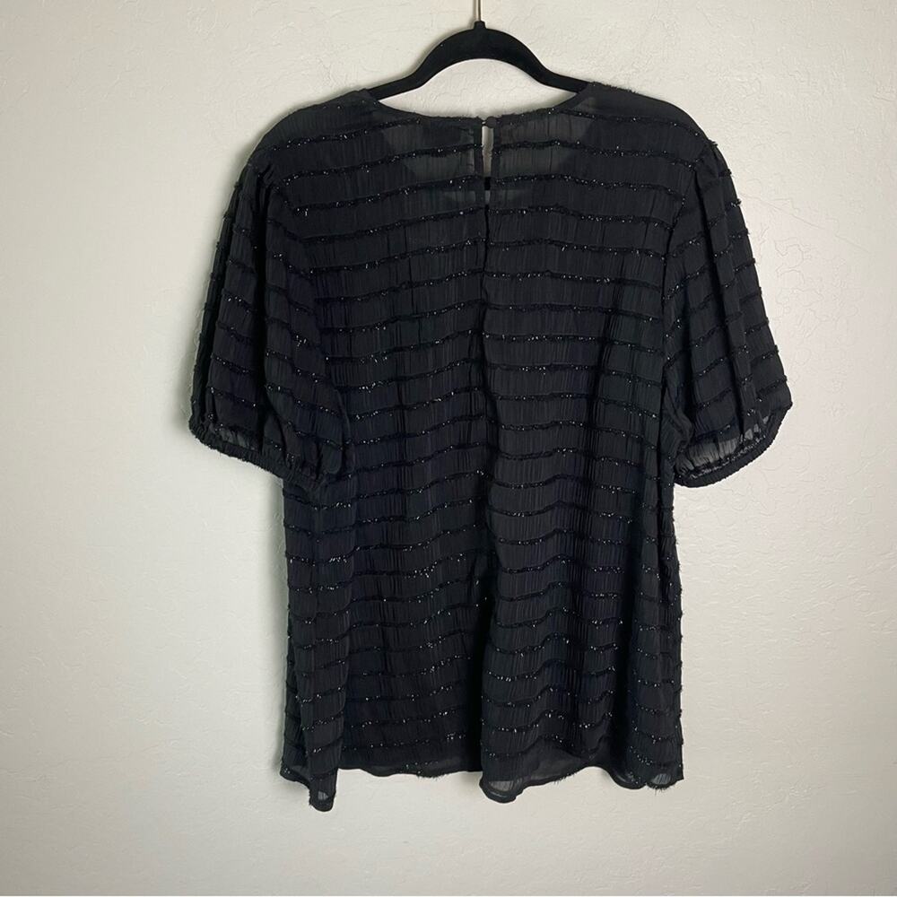 Torrid Black Abbey Lurex Chiffon Puff Short Sleeve Top 2X NWT 19132800 - Picture 7 of 13